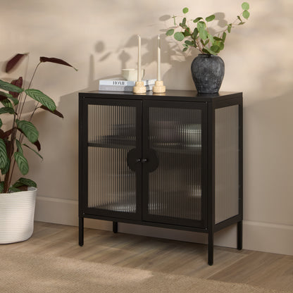 Indiana Black Metal 2 Door Sideboard - 80cm - Laura James