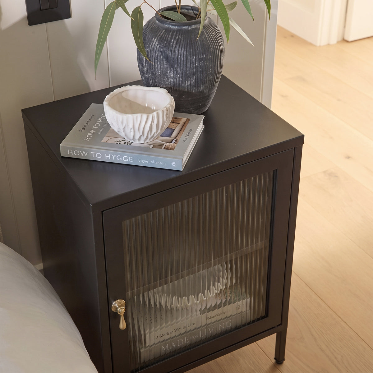 Indiana Metal Bedside Table - Jet Black - Laura James 