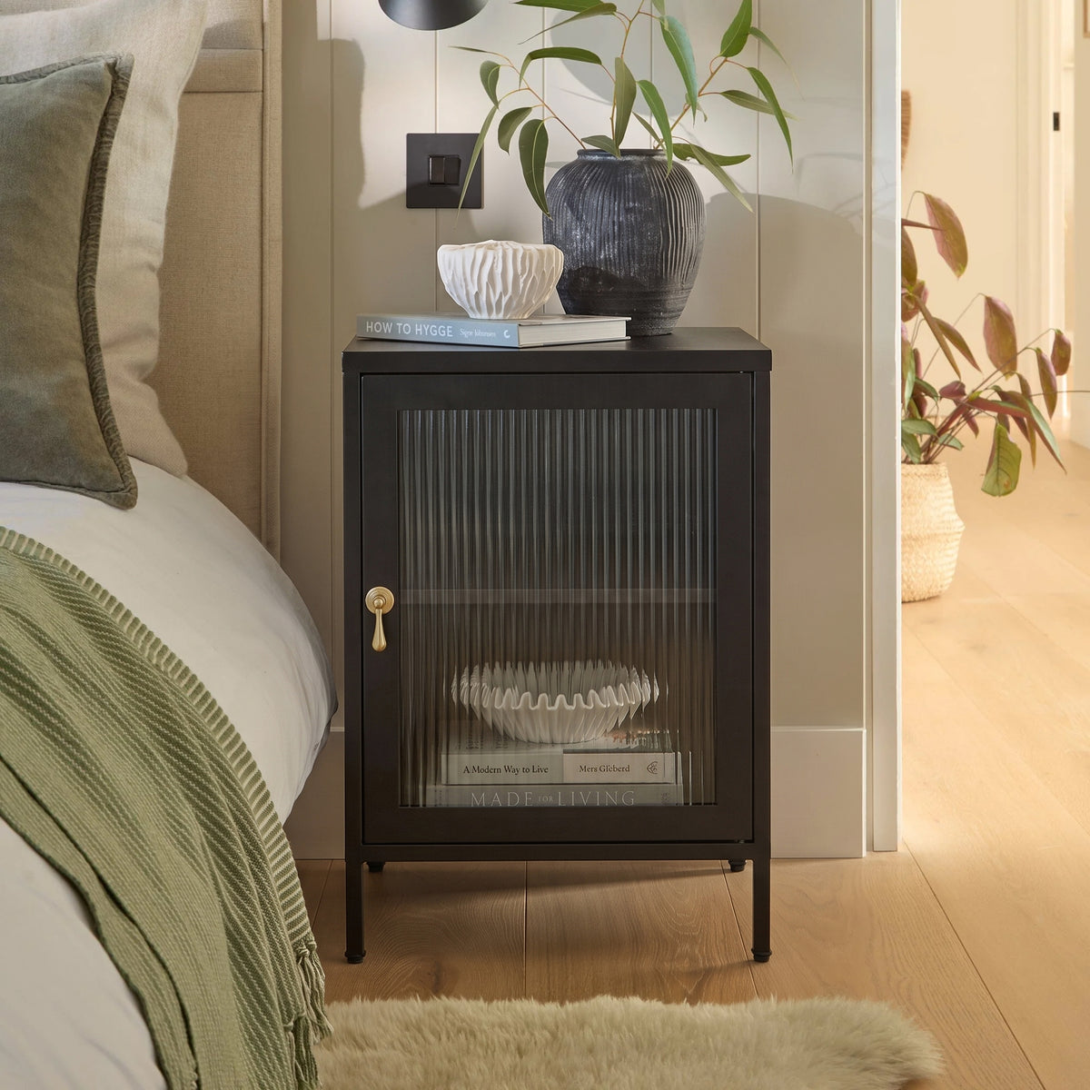 Indiana Metal Bedside Table - Jet Black - Laura James 