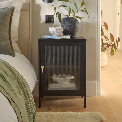 Indiana Metal Bedside Table - Jet Black - Laura James 