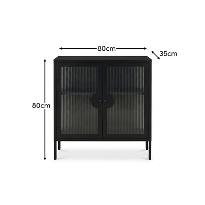 Indiana Black Metal 2 Door Sideboard - 80cm - Laura James