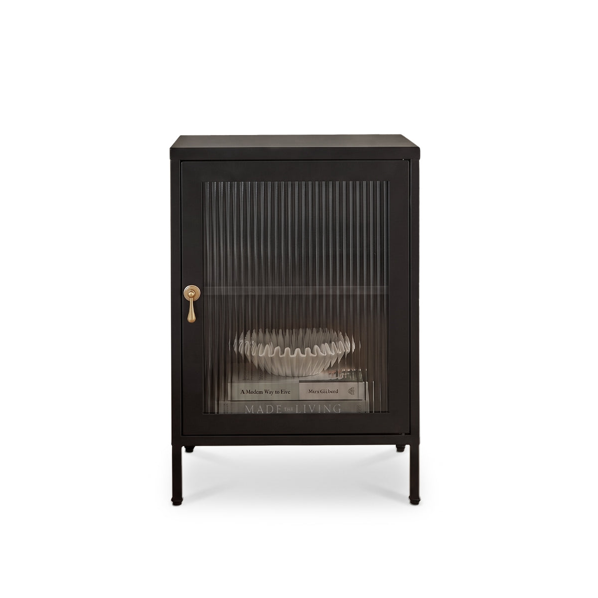 Indiana Metal Bedside Table - Jet Black
