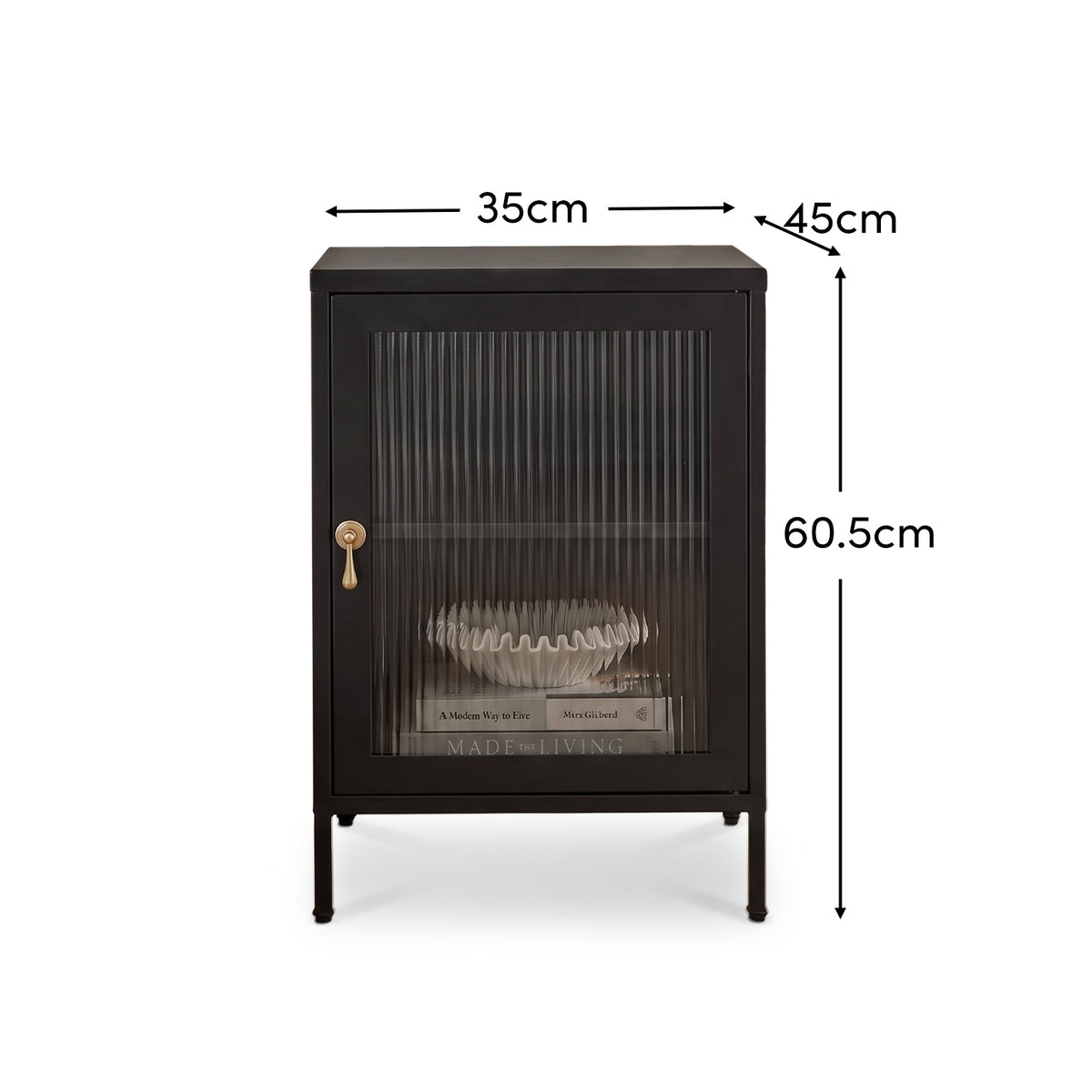 Indiana Metal Bedside Table - Jet Black