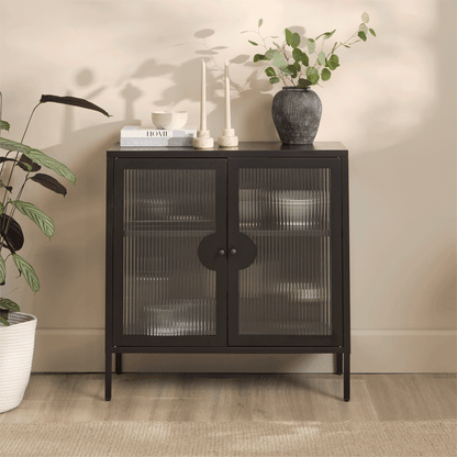 Indiana Black Metal 2 Door Sideboard - 80cm