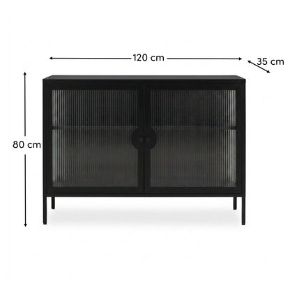 Indiana Black Metal 2 Door Sideboard - 120cm - Laura James 