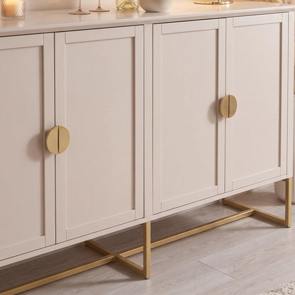Ines 4 Door Large Sideboard -  Taupe & Gold
