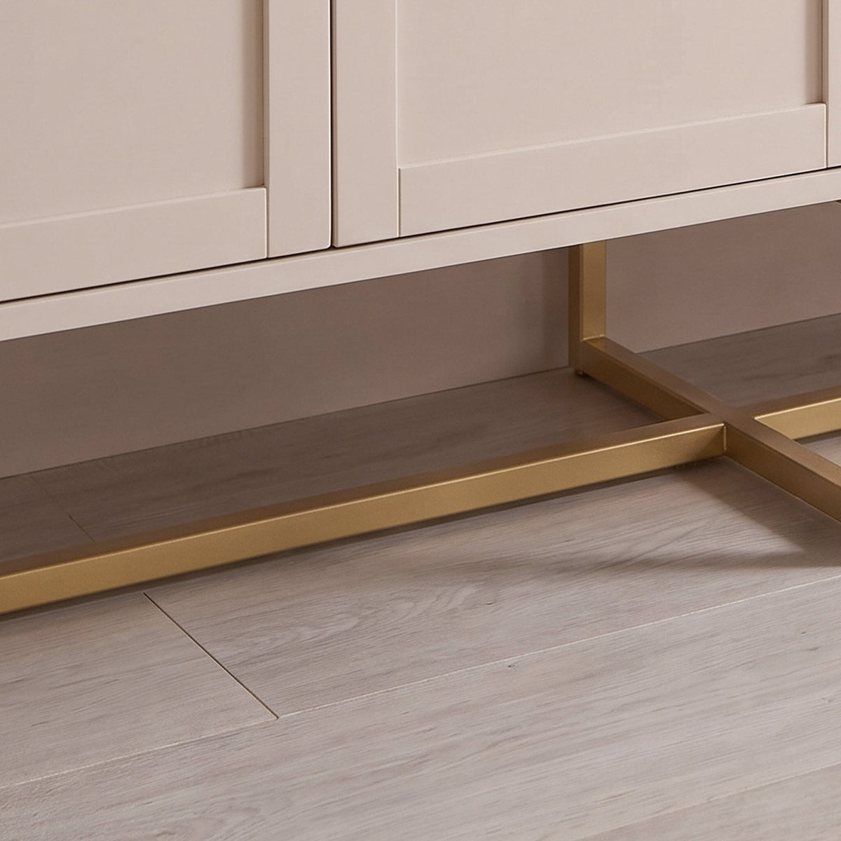 Ines 4 Door Large Sideboard -  Taupe & Gold
