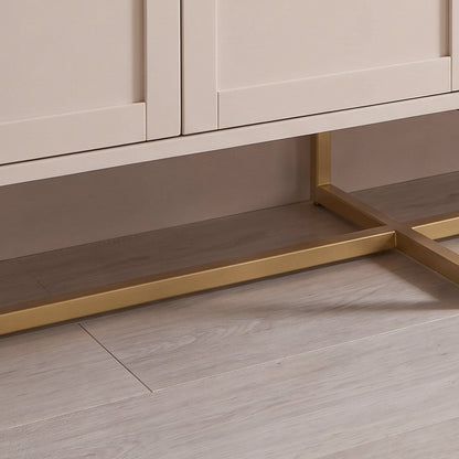 Ines 4 Door Large Sideboard -  Taupe & Gold