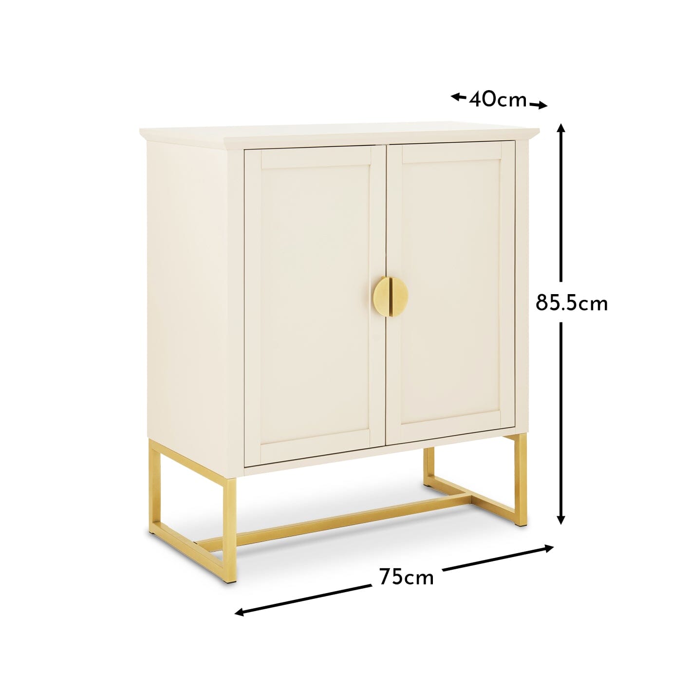 Ines 2 Door Sideboard - Taupe & Gold legs - Laura James