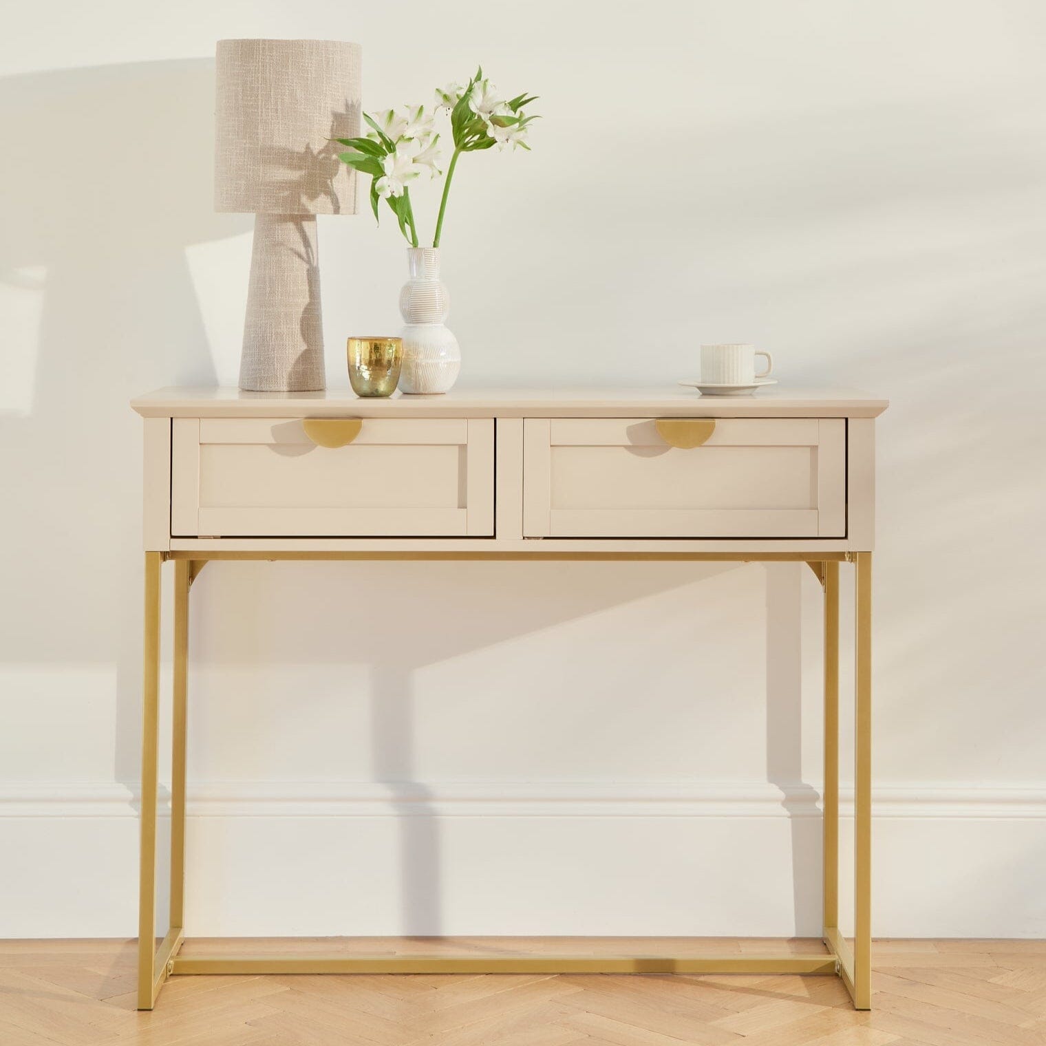 Ines Taupe Dressing Table with Drawers Laura James Ines Taupe Dressing Table with Drawers Laura James