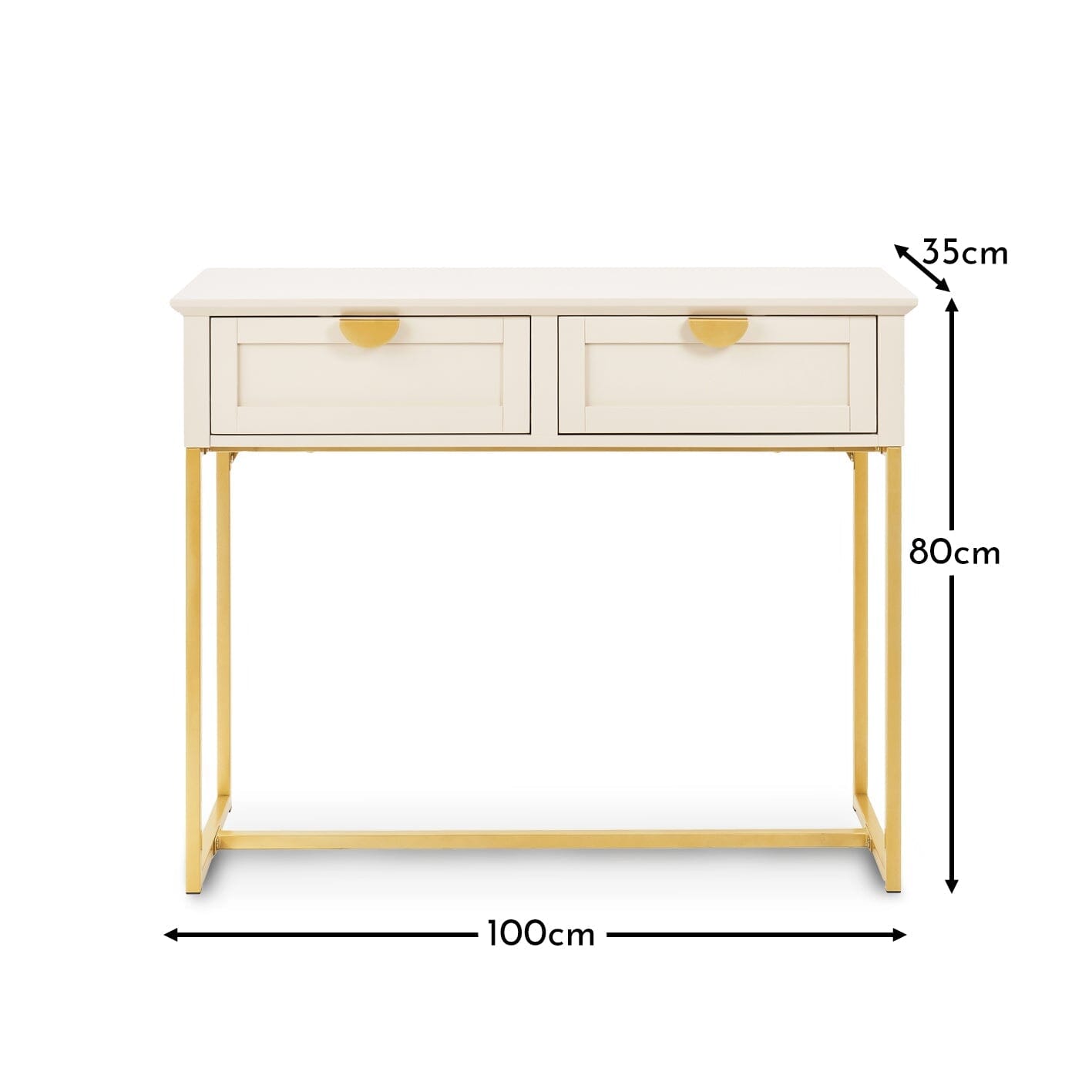 Ines 2 Drawer Console Table - Taupe & Gold - Laura James 