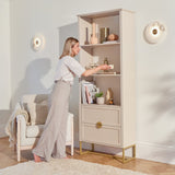 Ines Open Bookcase - Taupe & Gold - Laura James