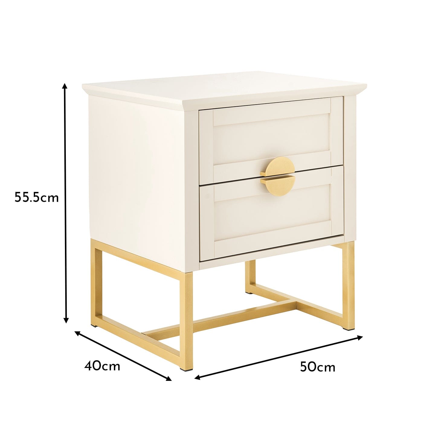 Ines Taupe Bedside Table - Gold Legs - Laura James 