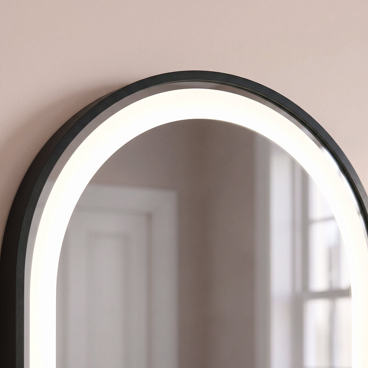 Ingham 65x45cm LED Arch Bathroom Mirror - Black - Laura James