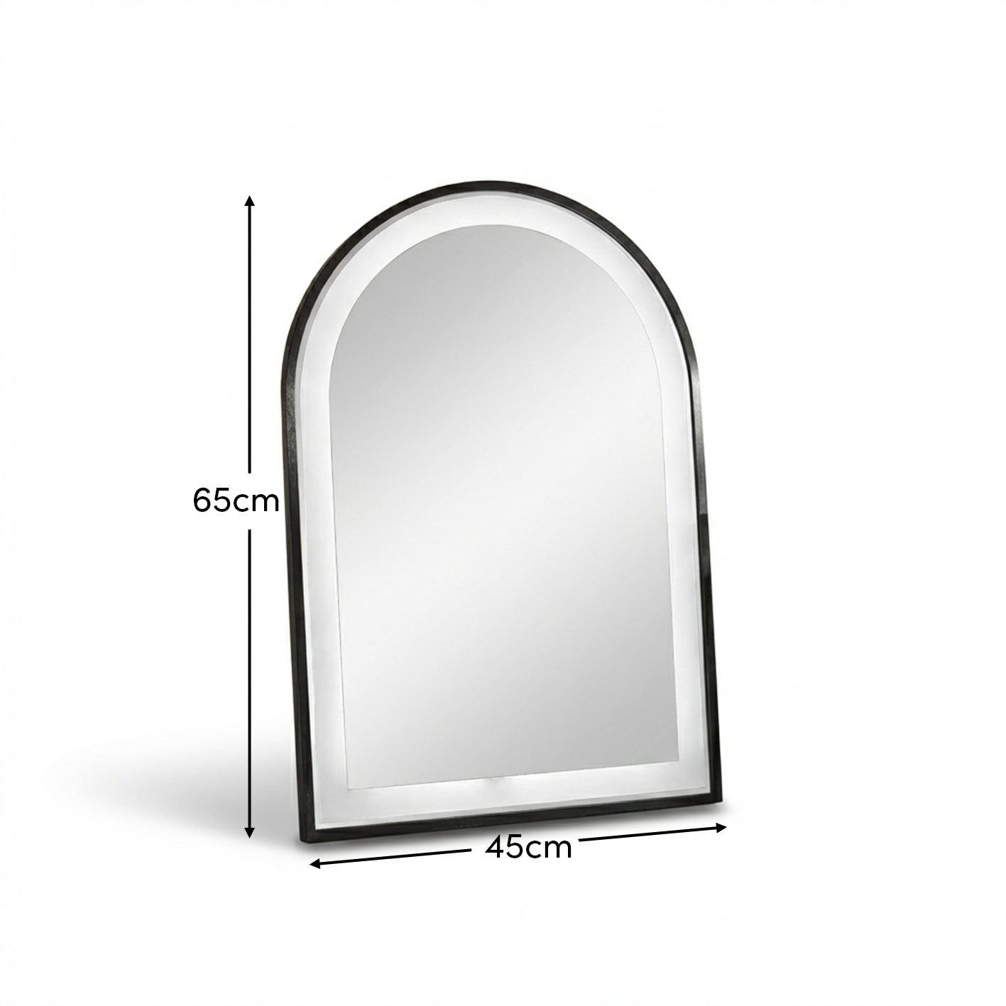 Ingham 65x45cm LED Arch Bathroom Mirror - Black - Laura James