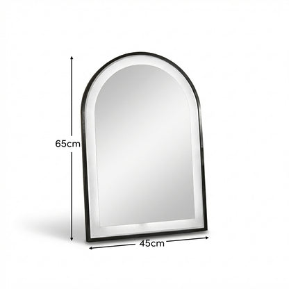 Ingham 65x45cm LED Arch Bathroom Mirror - Black - Laura James