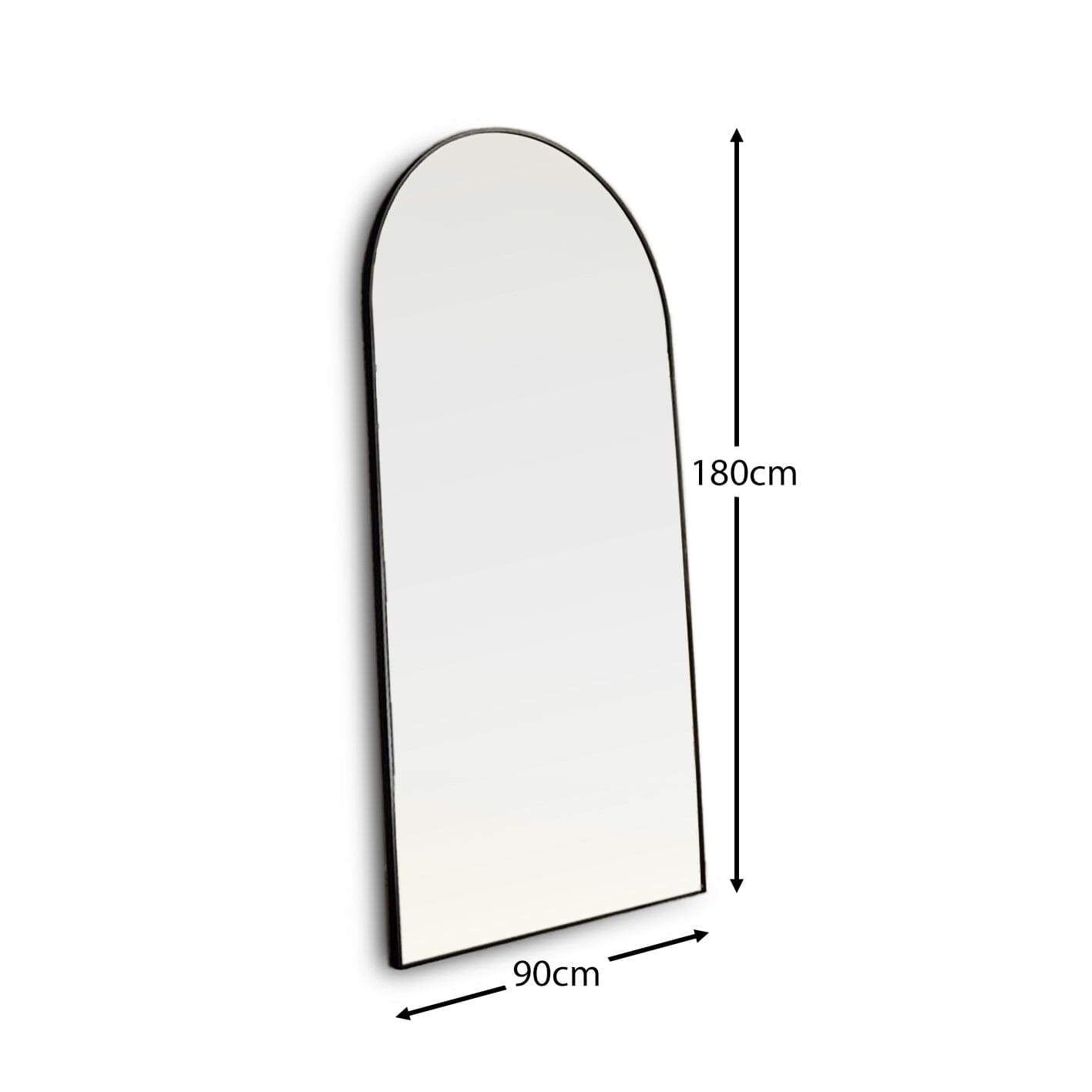 Ingham 180x90cm Metal Arch Floor Mirror - Black - Laura James 