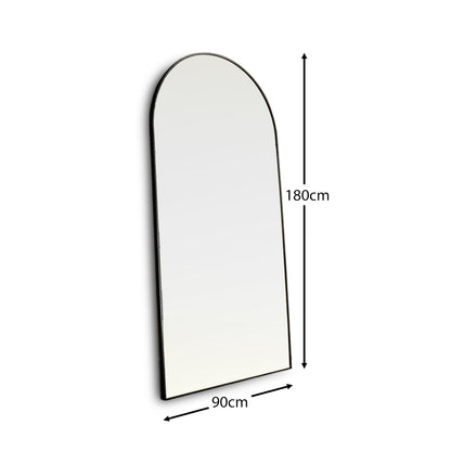 Ingham 180x90cm Metal Arch Floor Mirror - Black - Laura James 