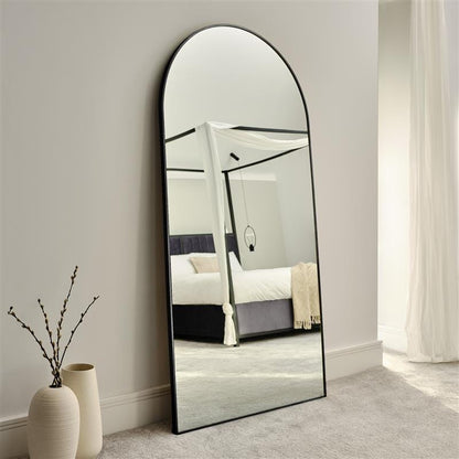 Ingham 180x90cm Metal Arch Floor Mirror - Black - Laura James 