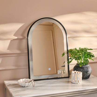 Ingham 65x45cm LED Arch Bathroom Mirror - Black - Laura James