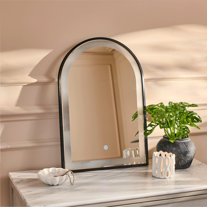 Ingham 65x45cm LED Arch Bathroom Mirror - Black - Laura James