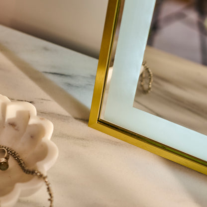 Ingham 65x45cm LED Arch Bathroom Mirror - Gold - Laura James