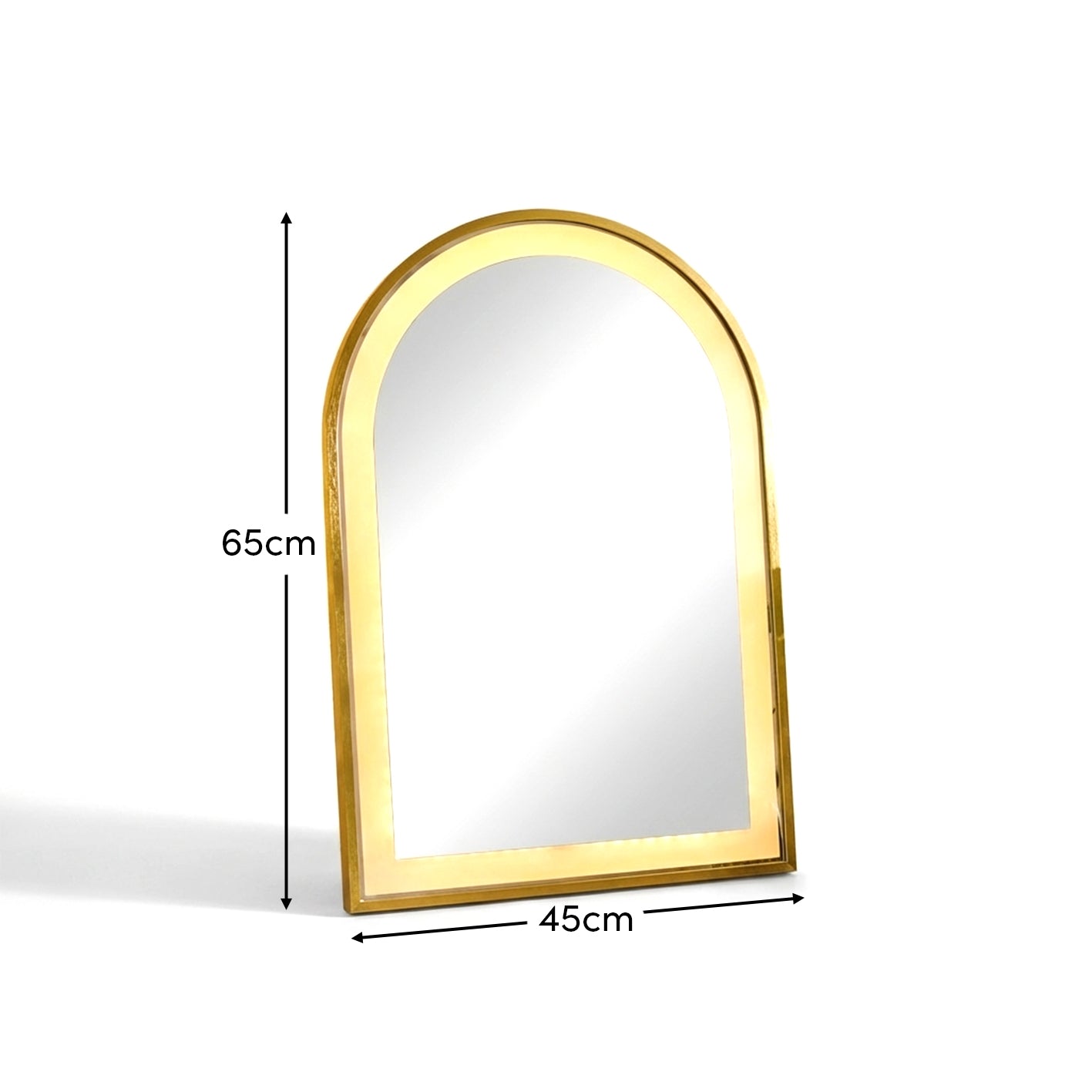 Ingham 65x45cm LED Arch Bathroom Mirror - Gold - Laura James