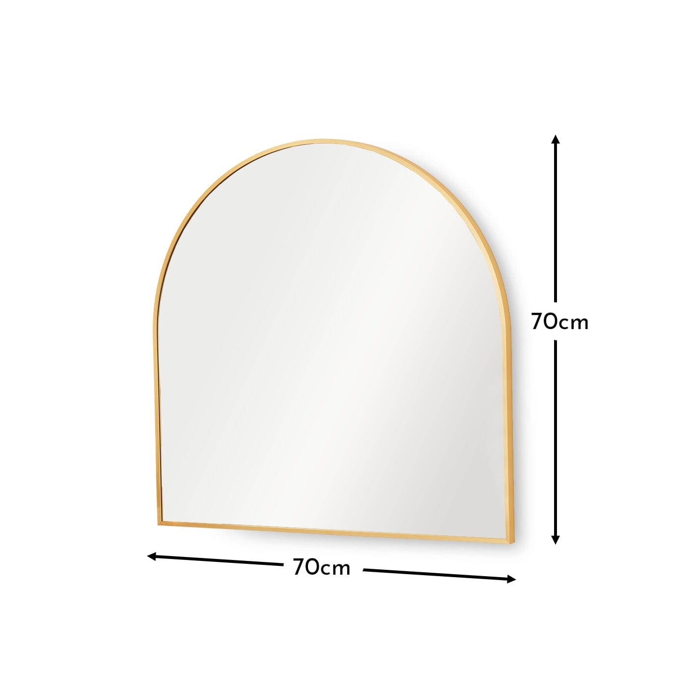 Ingham 70x70cm Metal Arch Mirror - Gold - Laura James 