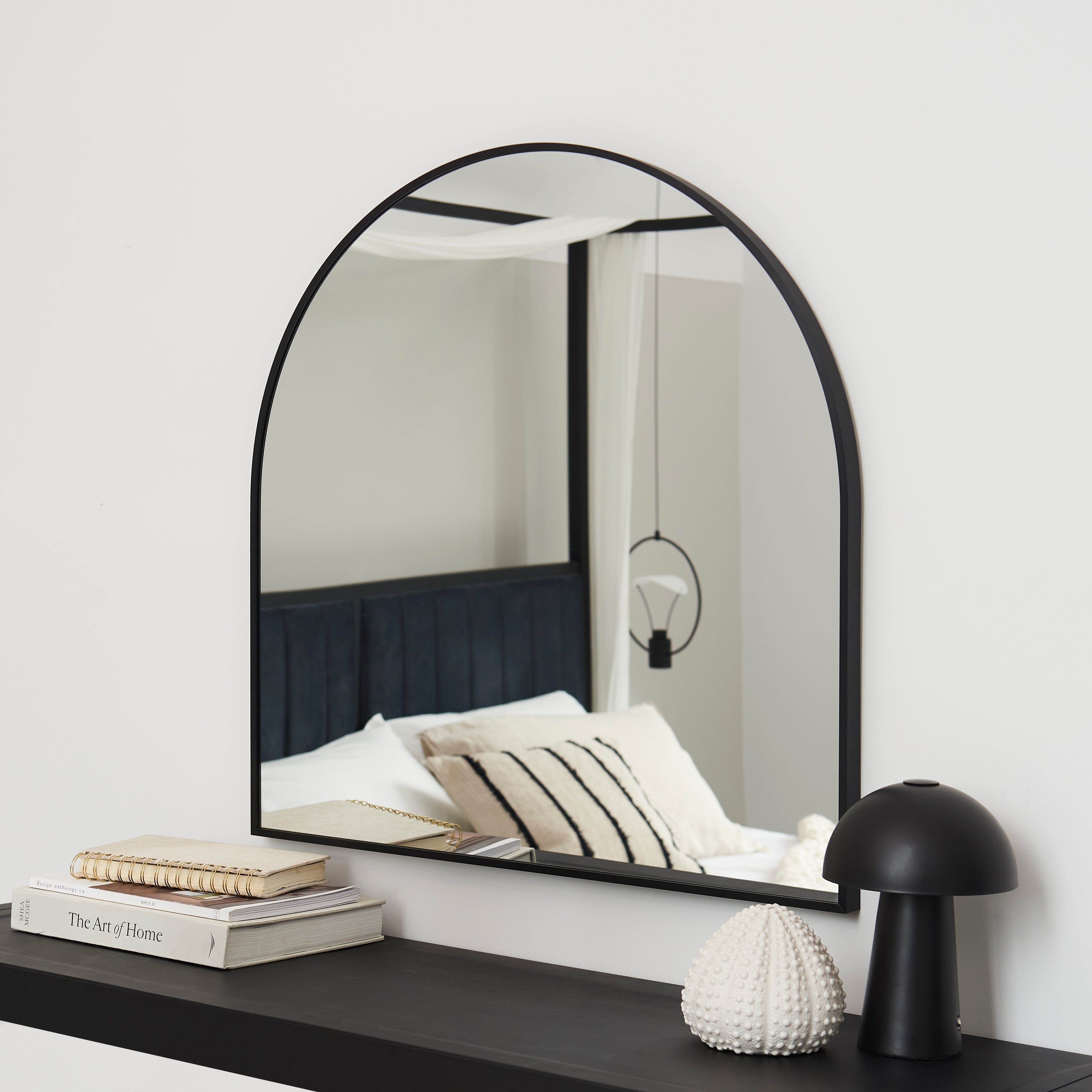 LUROR ブラックメタル　BLACKL Ingham 70x70cm Metal Arch Mirror - Black – Laura James