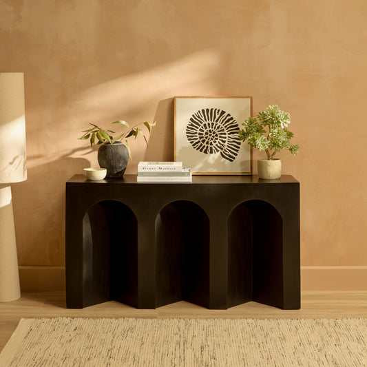 Ioni Jet Black Mango Wood Console Table - Laura James