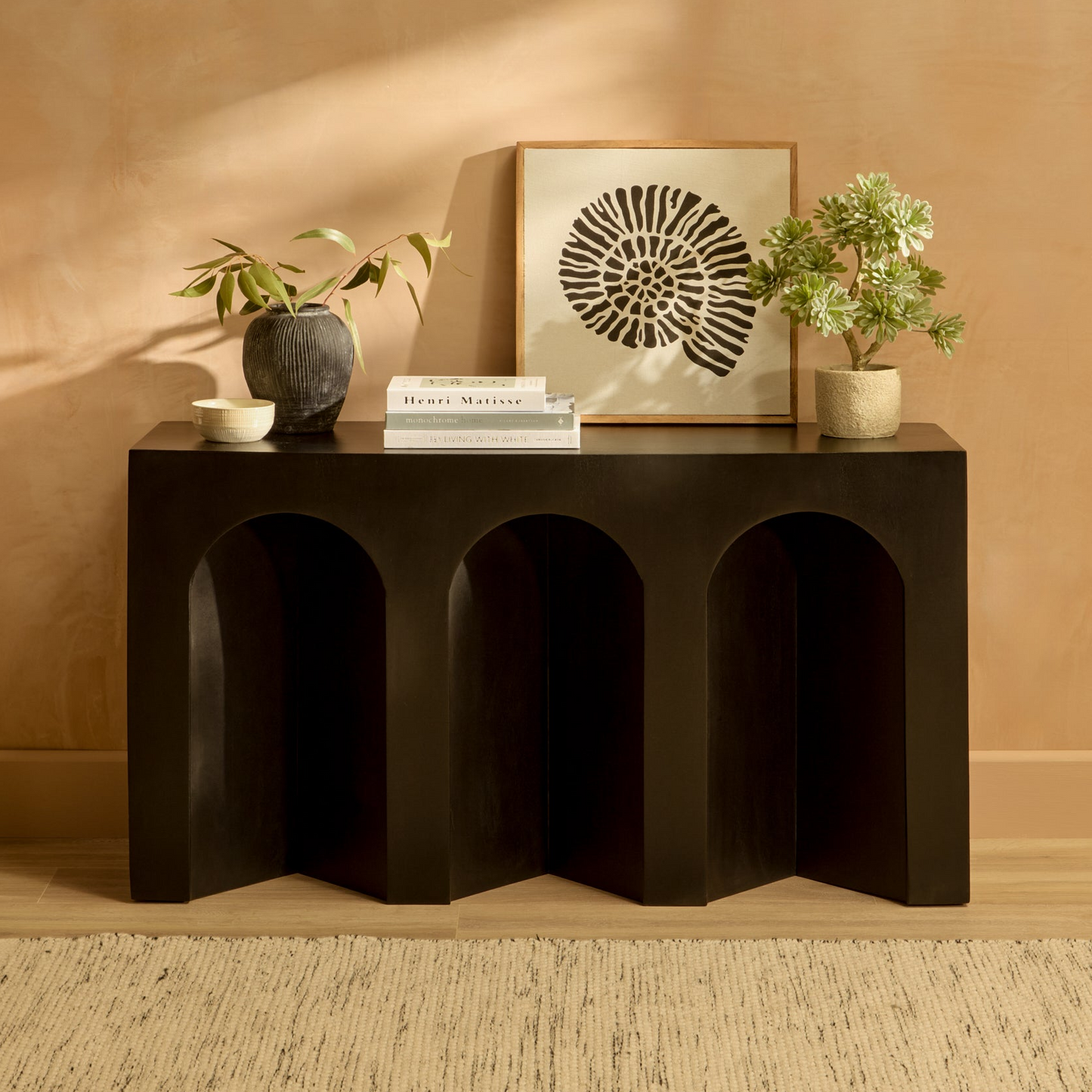 Ioni Jet Black Mango Wood Console Table