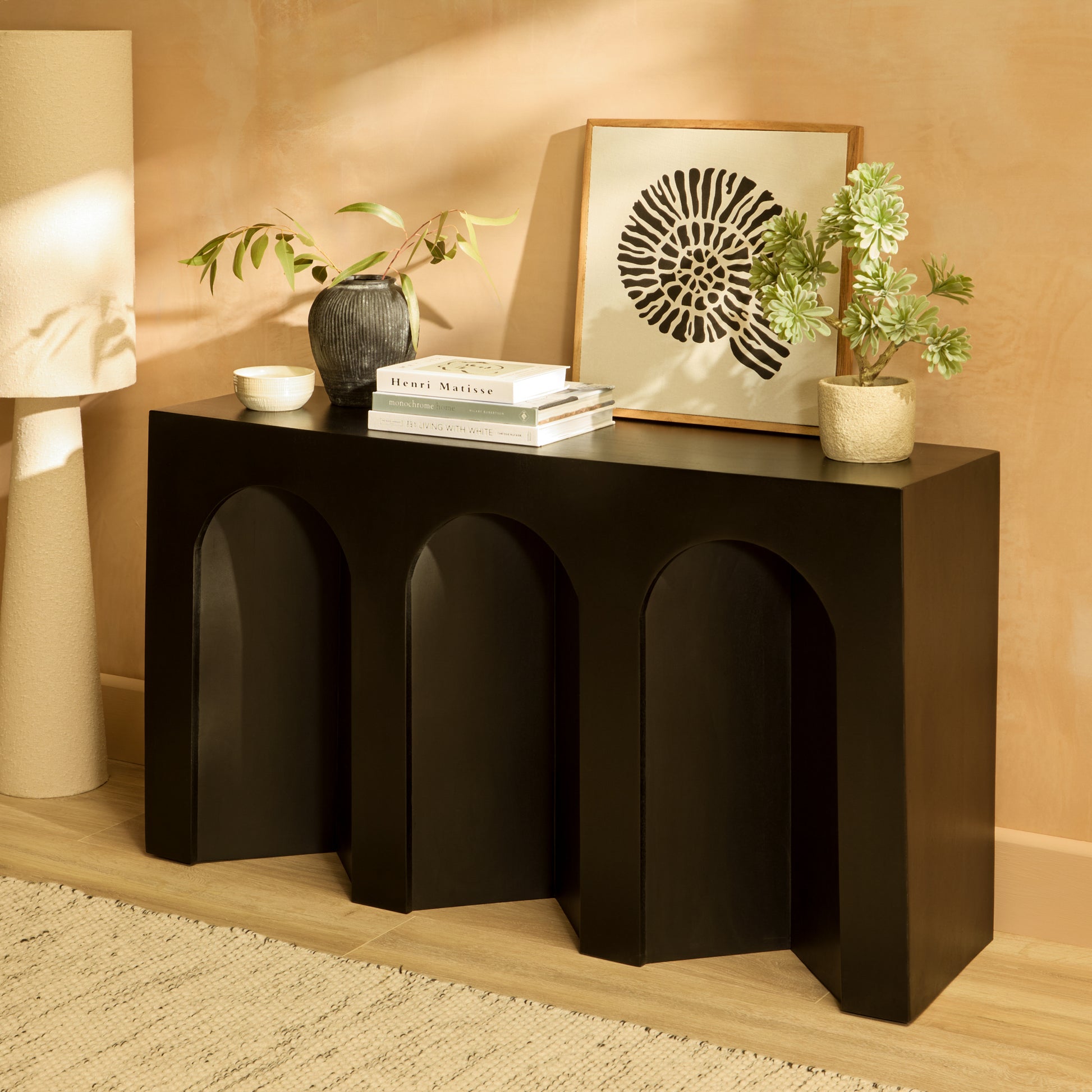 Ioni Jet Black Mango Wood Console Table - Laura James