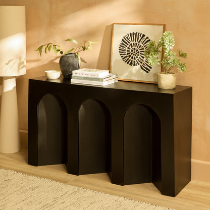 Ioni Jet Black Mango Wood Console Table - Laura James