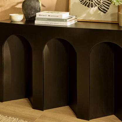 Ioni Jet Black Mango Wood Console Table - Laura James