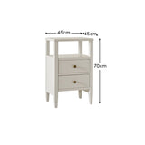 Ivy 2 Drawer Bedside Table - Ivory White - Laura James