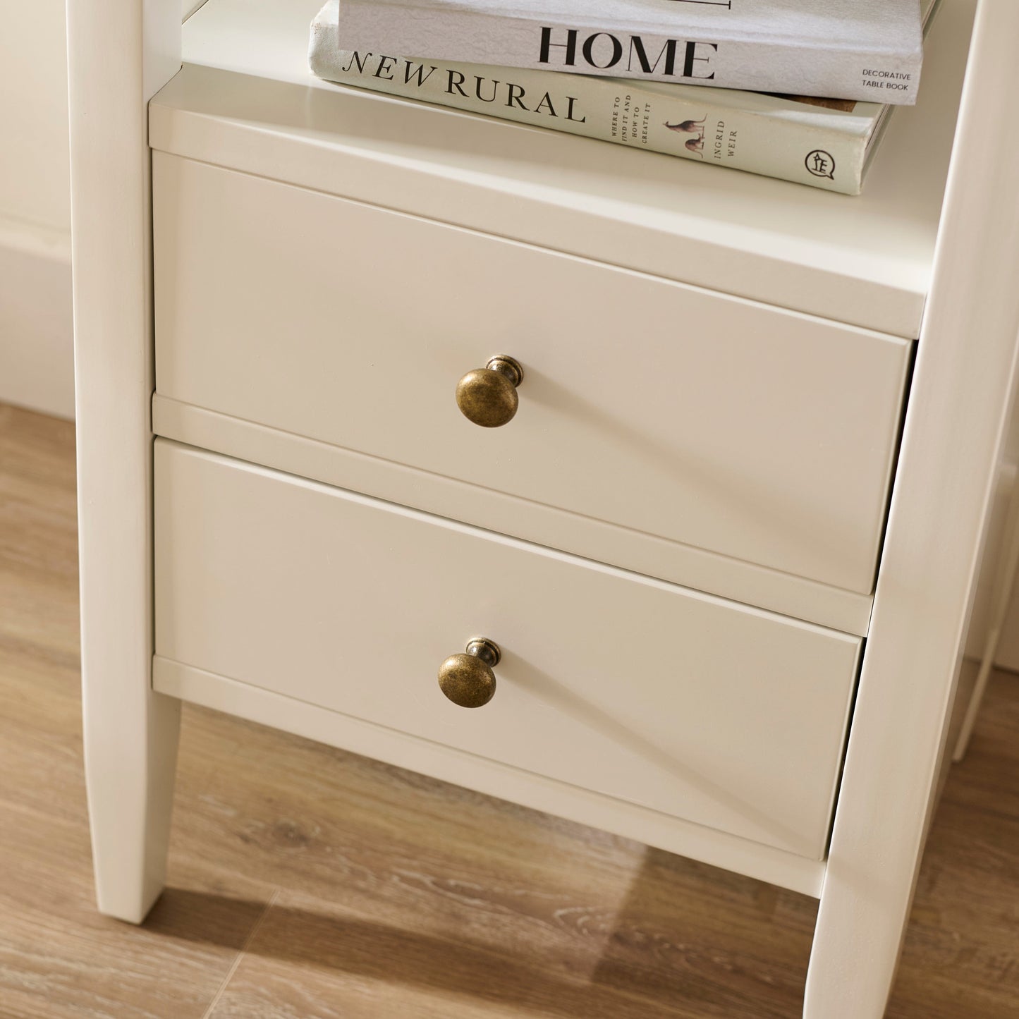 Ivy Ivory White 2 Drawer Bedside Table - Laura James 