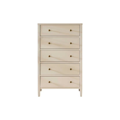 Ivy 5 Drawer Tall Chest of Drawers - Ivory White - Laura James