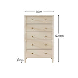Ivy 5 Drawer Tall Chest of Drawers - Ivory White - Laura James