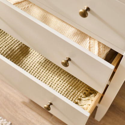 Ivy 5 Drawer Tall Chest of Drawers - Ivory White - Laura James