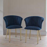 Cleo Ink Velvet Dining Chairs with Gold Legs - Set Of 2 - Laura James