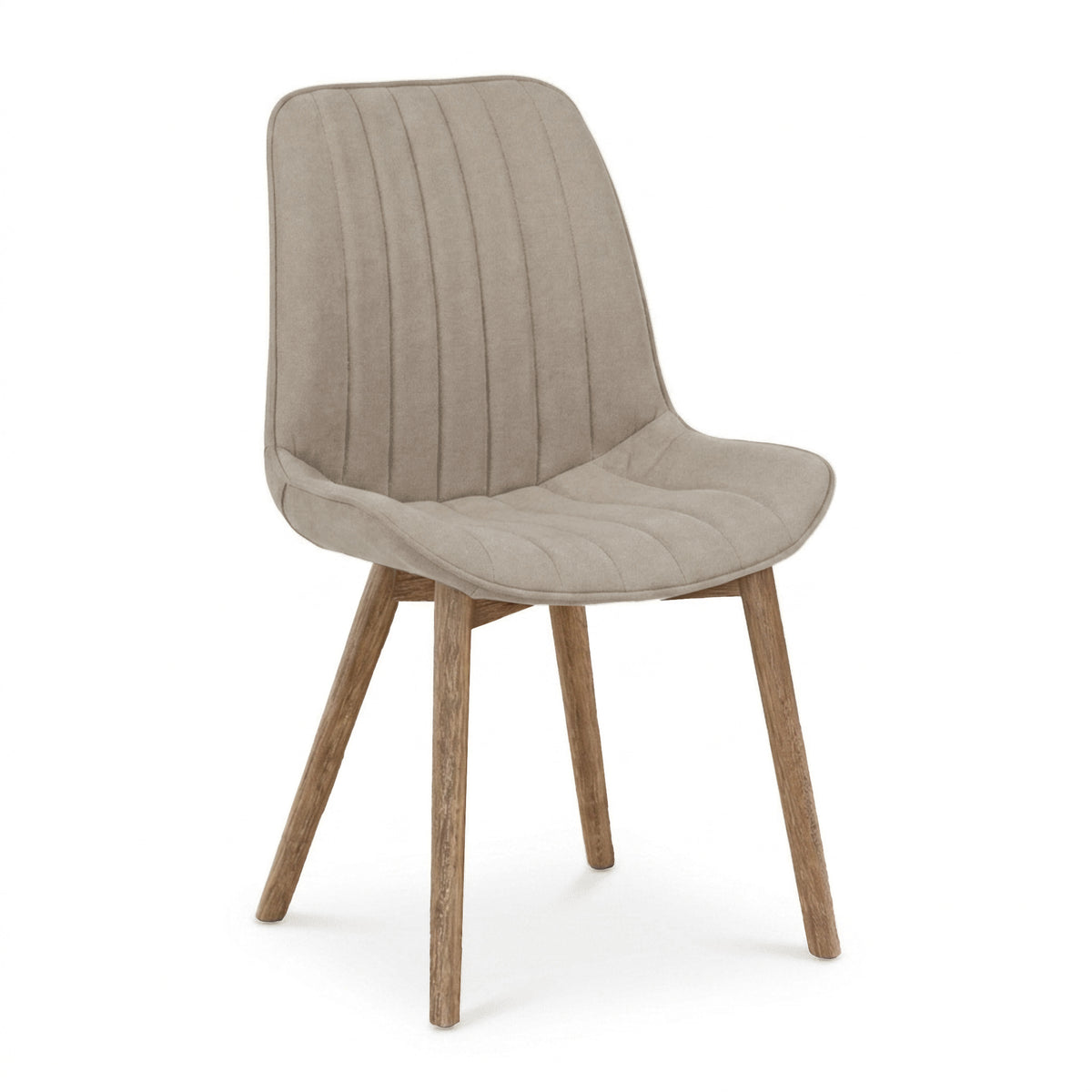 Bella Soft Beige Dining Chair - Set of 2 - Chalked Mango Wood Legs - Laura James 