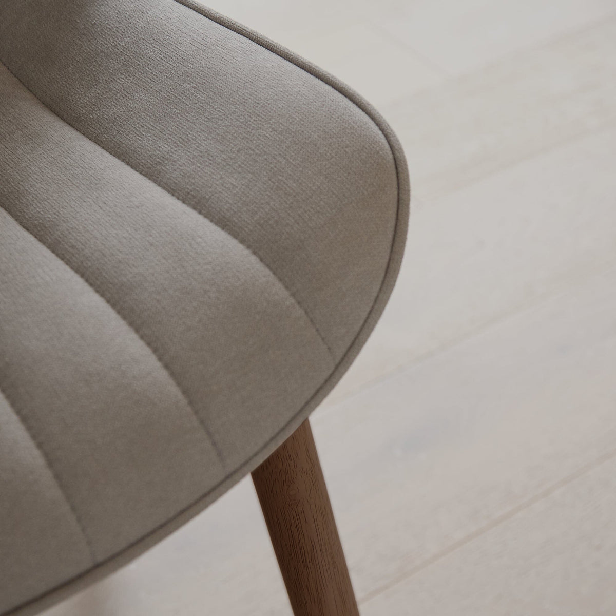 Bella Soft Beige Dining Chair - Set of 2 - Coffee Brown Mango Wood Legs - Laura James 