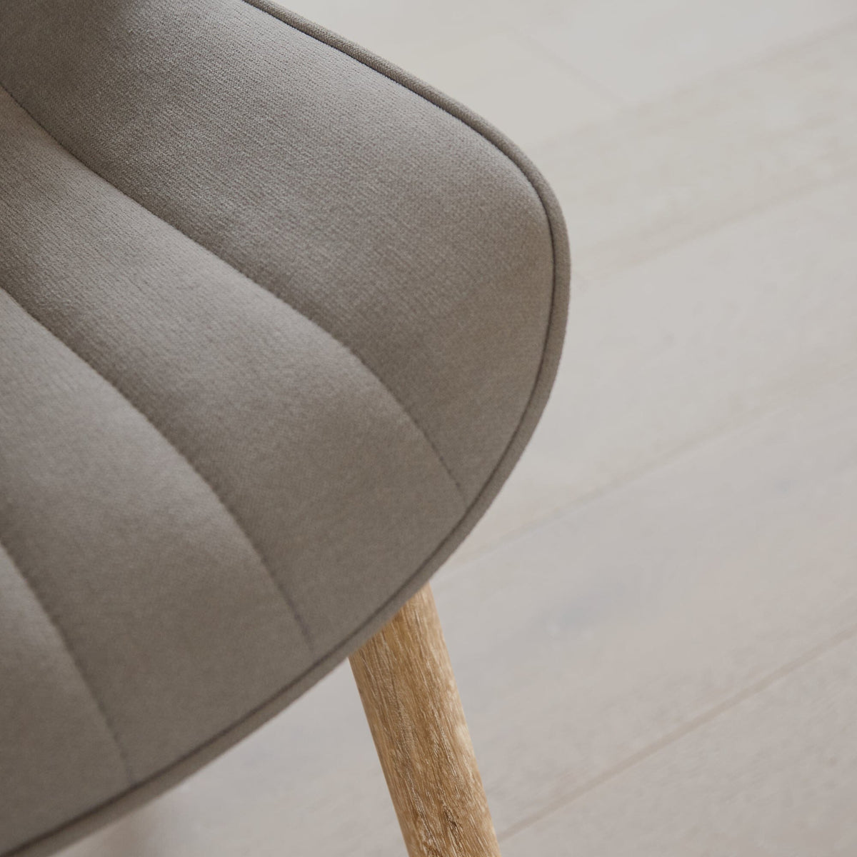 Bella Soft Beige Dining Chair - Set of 2 - Chalked Mango Wood Legs - Laura James 