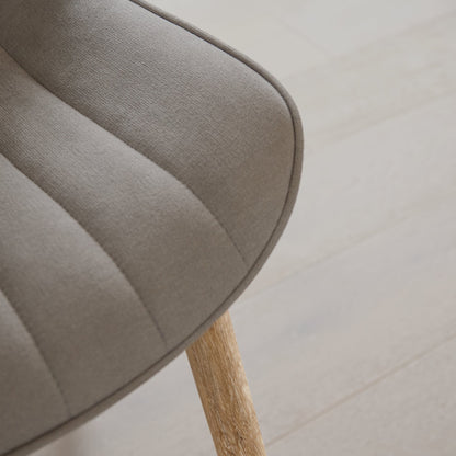 Bella Soft Beige Dining Chair - Set of 2 - Chalked Mango Wood Legs - Laura James 
