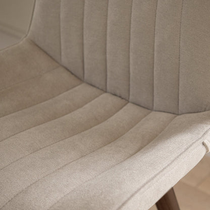 Bella Soft Beige Dining Chair - Set of 2 - Coffee Brown Mango Wood Legs - Laura James 