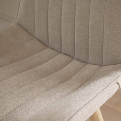 Bella Soft Beige Dining Chair - Set of 2 - Chalked Mango Wood Legs - Laura James 