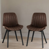 Bella Saddle Brown Dining Chair - Set of 2 - Black Oak Legs - Laura James