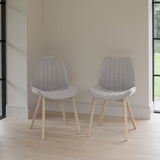 Amelia Whitewash Dining Table Set - 6 Seater - Bella Cloud Grey Dining Chairs - Whitewash Legs