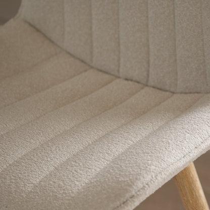 Bella Light Beige Boucle Dining Chair - Set of 2 - Chalked Mango Wood Legs - Laura James 