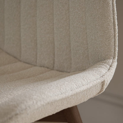 Bella Light Beige Dining Chair - Set of 2 - Coffee Brown Mango Wood Legs - Laura James 